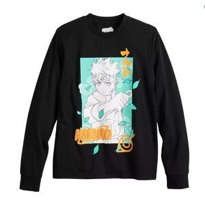 Naruto with Kanji Back Long Sleeve Graphic Tee Boys XL New With Tags